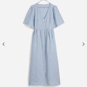 Madewell Cassie Button-Front Midi Dress in Linen, Medium